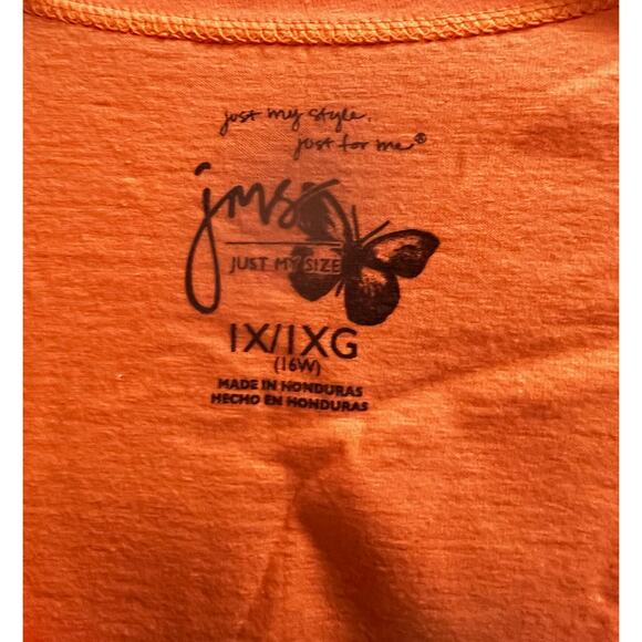 JMS tangerine orange whimsy floral dress tee NWT plus sz 1X 16W - Picture 5 of 5